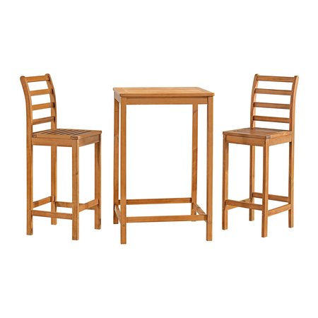 ALATERRE FURNITURE Brandon Acacia Wood Outdoor Bar Height Bistro Set, Set of 3 ANBD01ANO